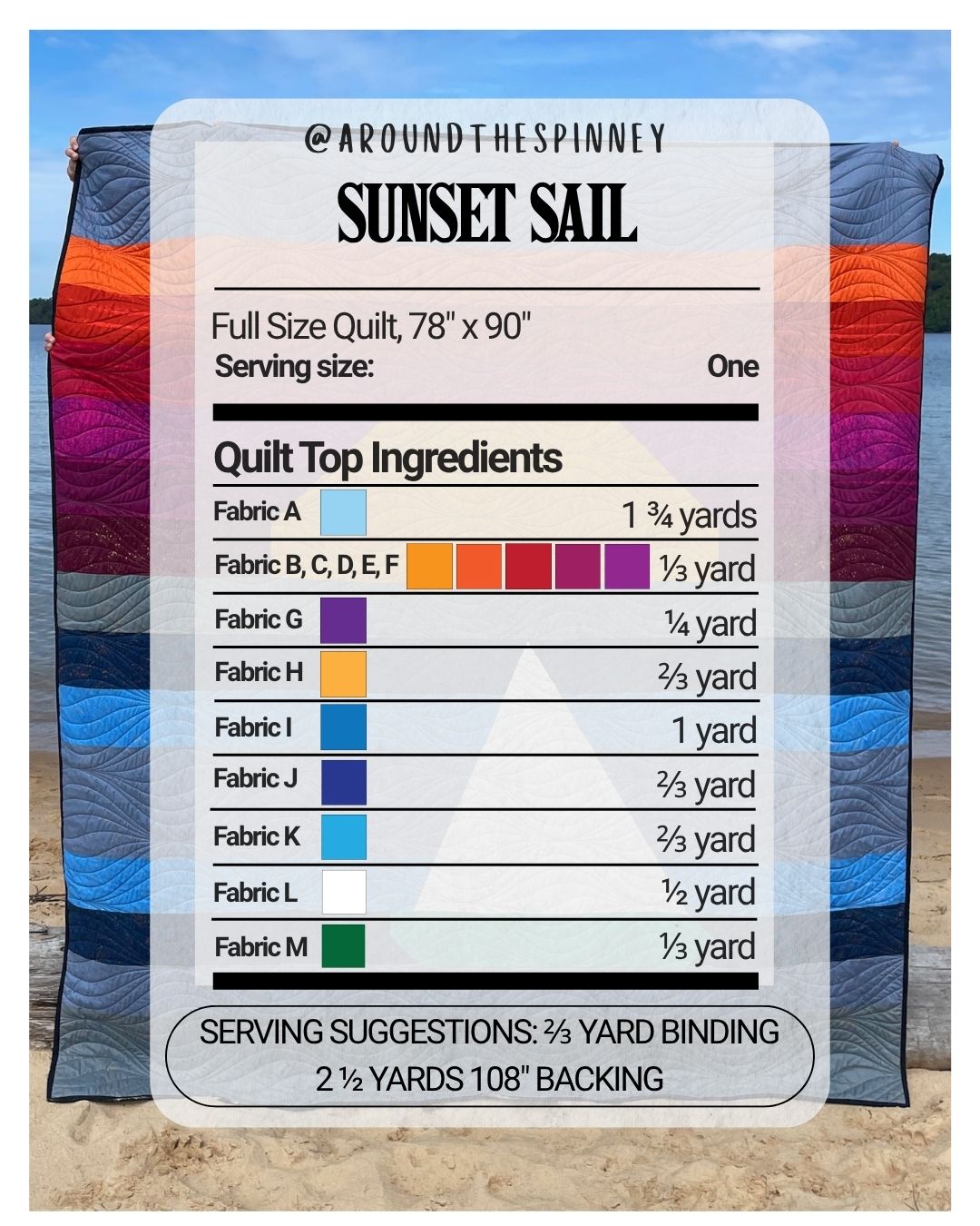 Sunset Sail Quilt Pattern - PDF - Full Size Quilt