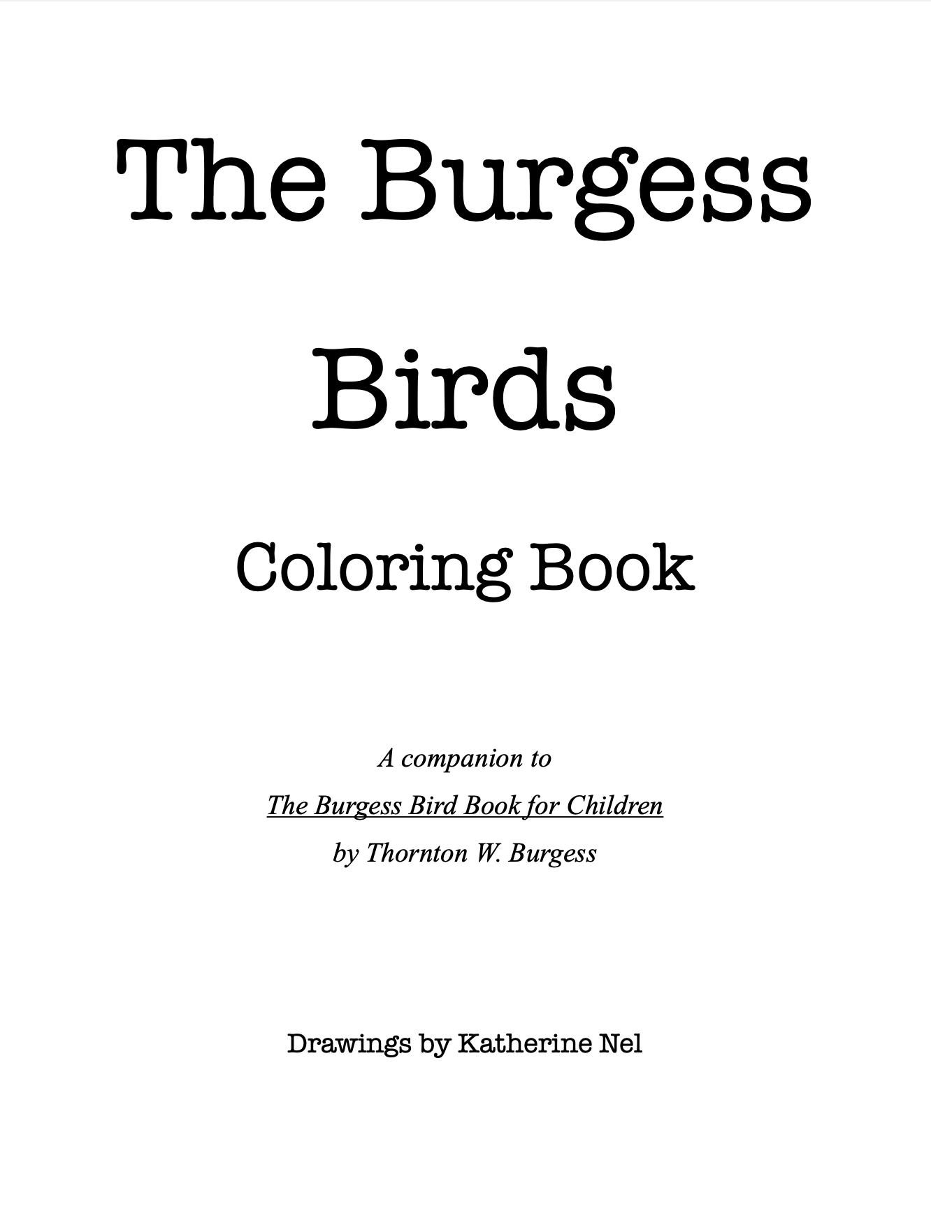 The Burgess Bird Coloring Book Full PDF